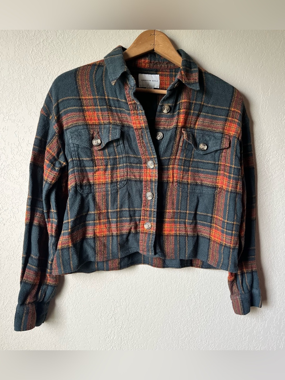 American Eagle Cropped Flannel
